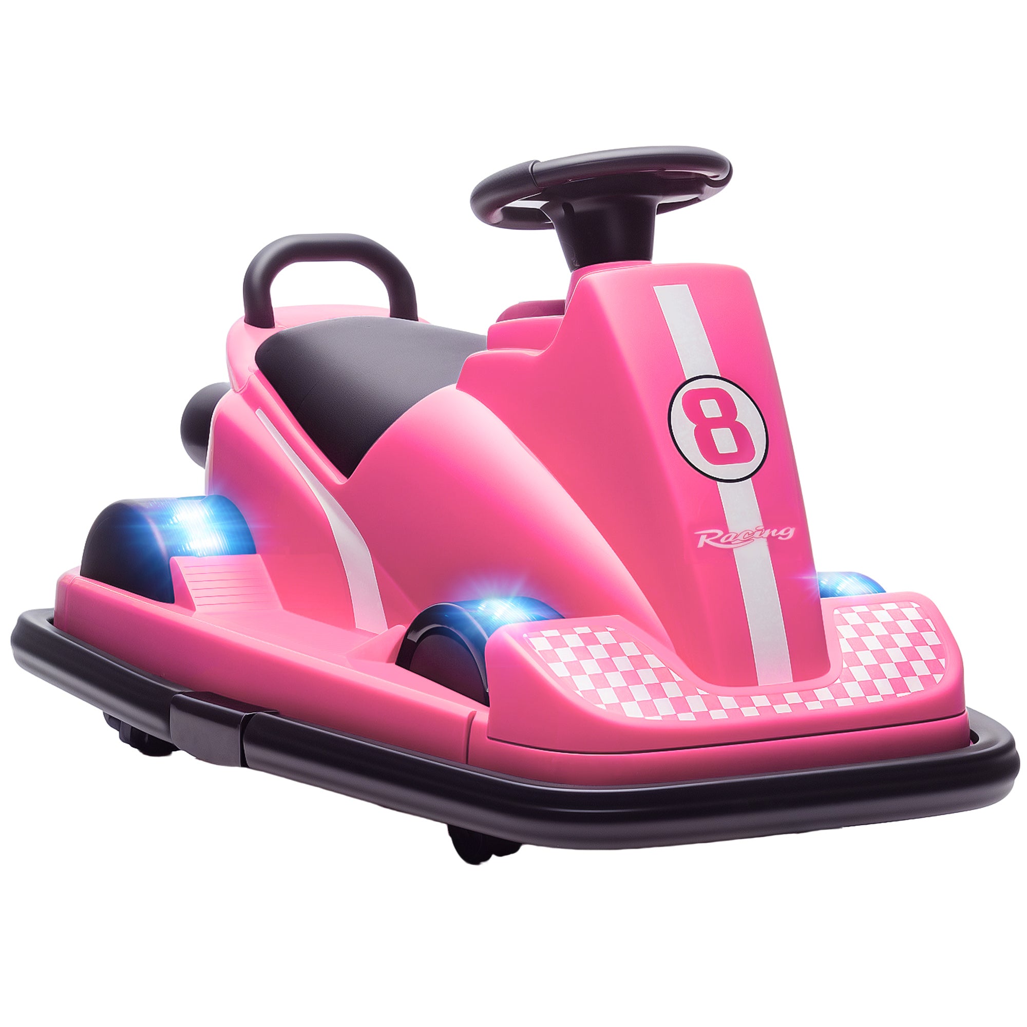 Kids Bumper Car, 360° Rotation Spin Electric Waltzer Car with LED Lights, Music for Ages 3-8 Years Old, Pink