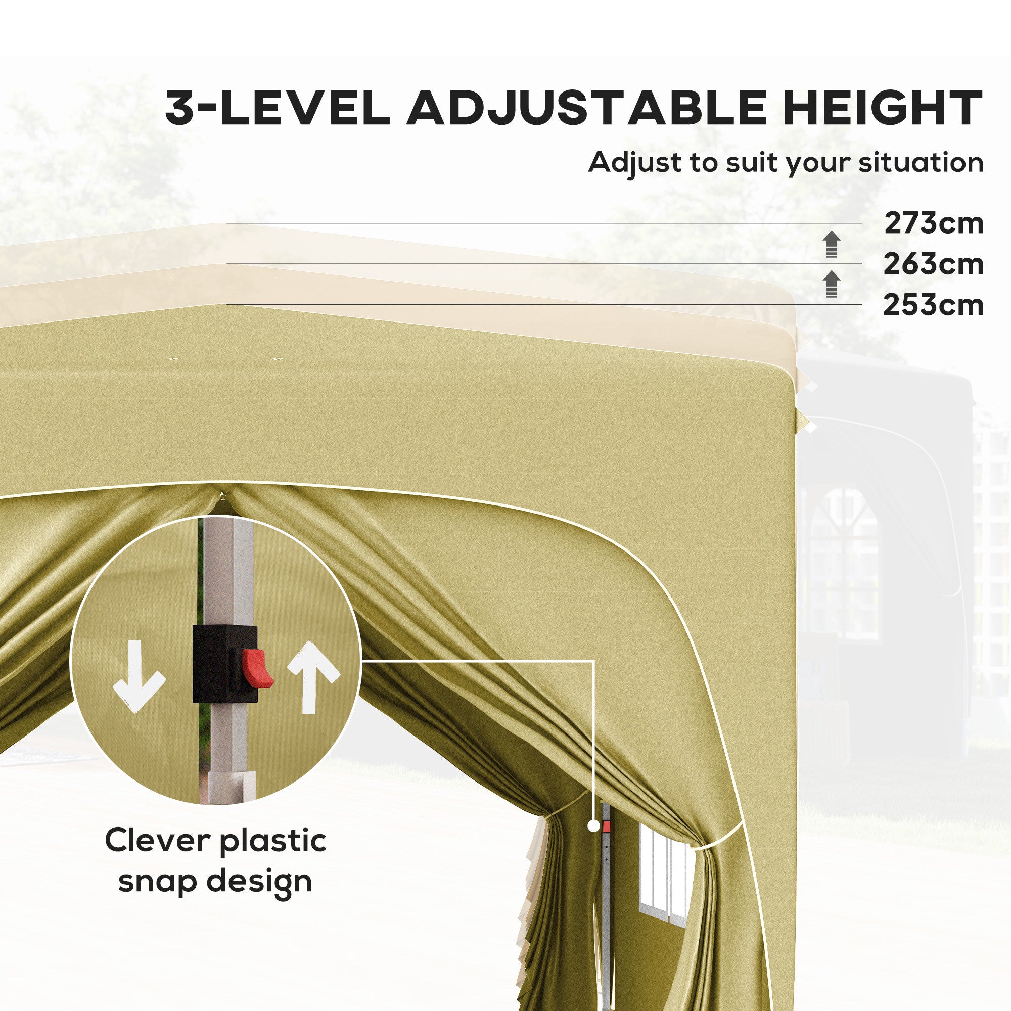 3 x 3m Pop-Up Gazebo Shelter with UPF50+ Canopy - Sand