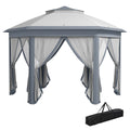 3 x 4m Hexagon Metal Frame Gazebo with Curtains - Grey