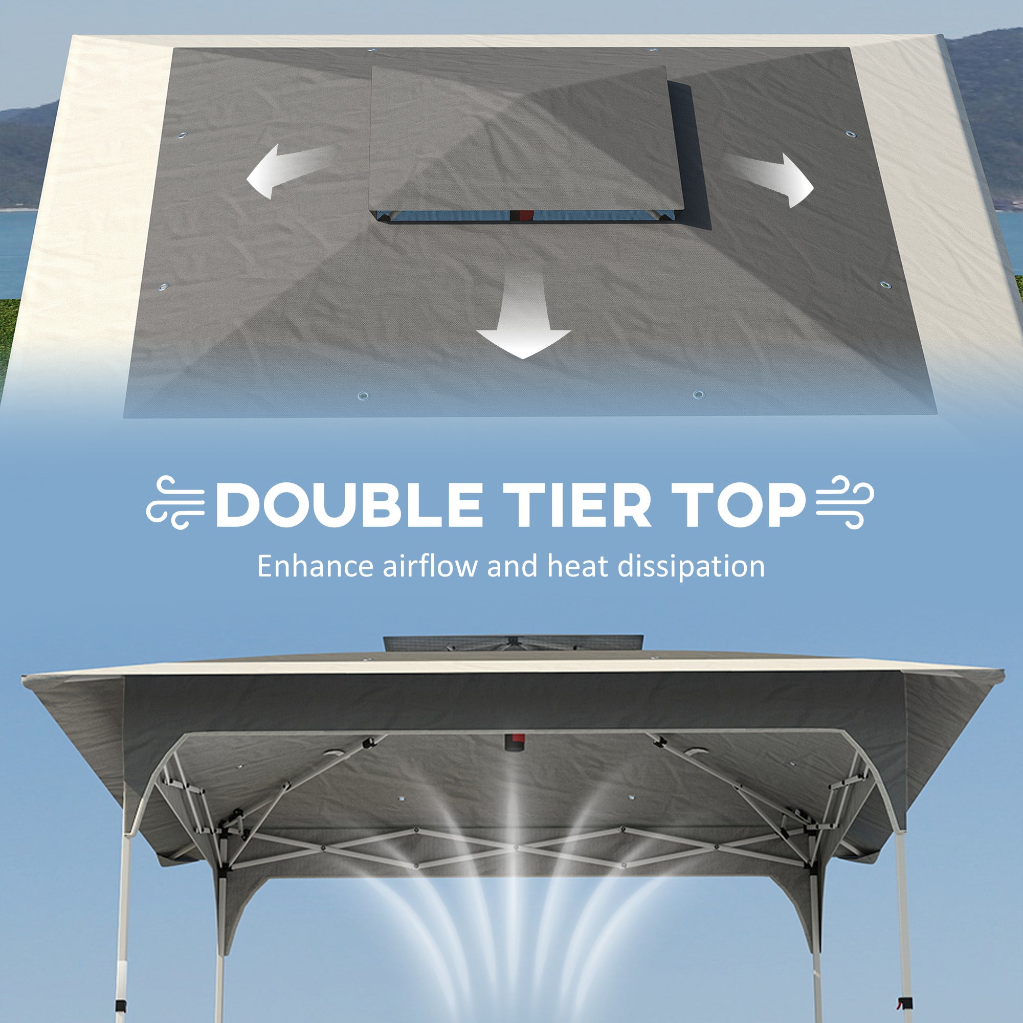 3.5 x 3.5 m Pop Up Gazebo with One-Push Setup, UPF50+ Double Tier Garden Party Tent Marquee with Carry Bag, Dark Grey