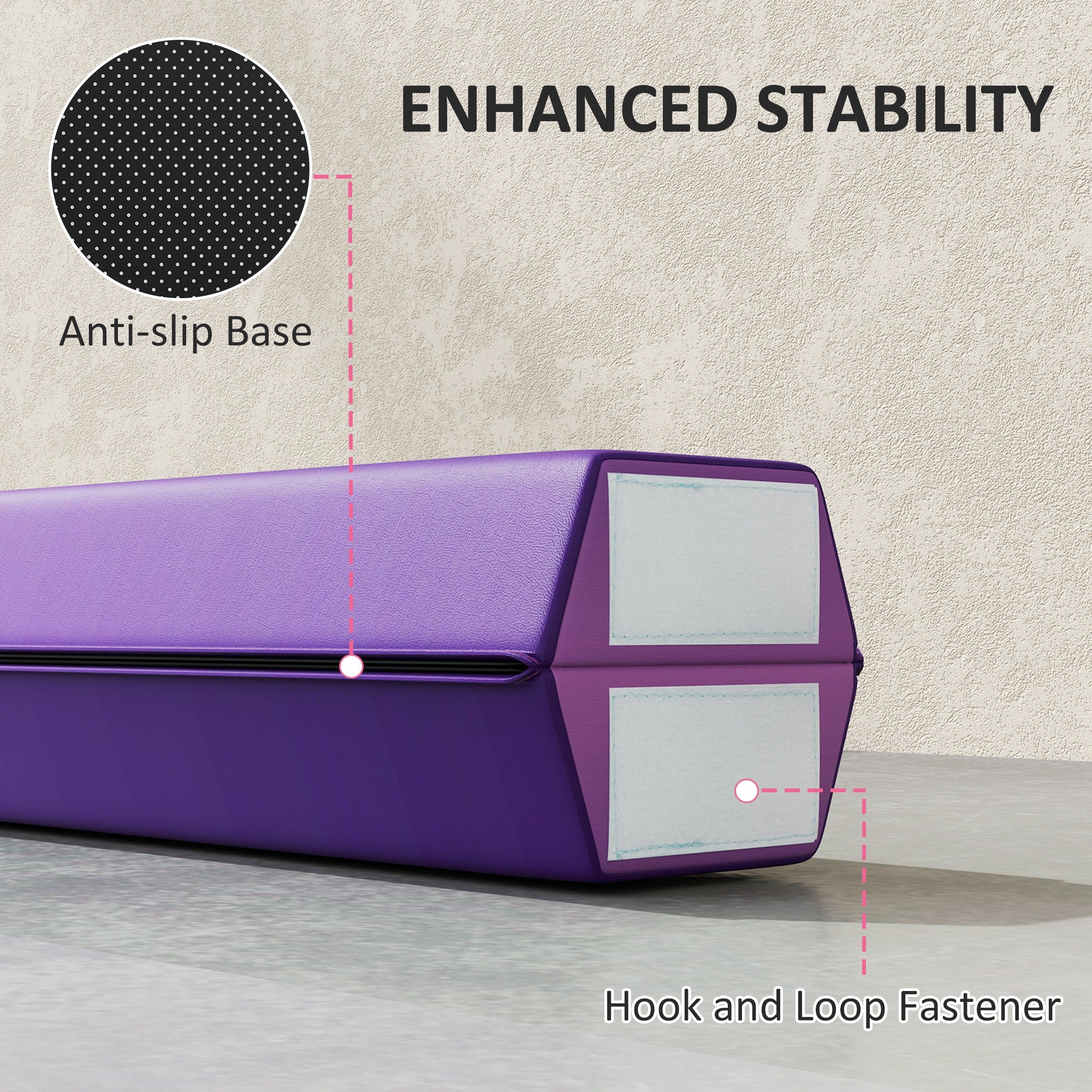 7.7ft Folding Gymnastics Balance Beam for Kids with Anti-Slip Base - Purple