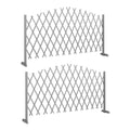 2 Pack Expanding Fence Panels, Wooden Freestanding Garden Fence with Stable Feet, 180 x 30 x 103cm, Dark Grey