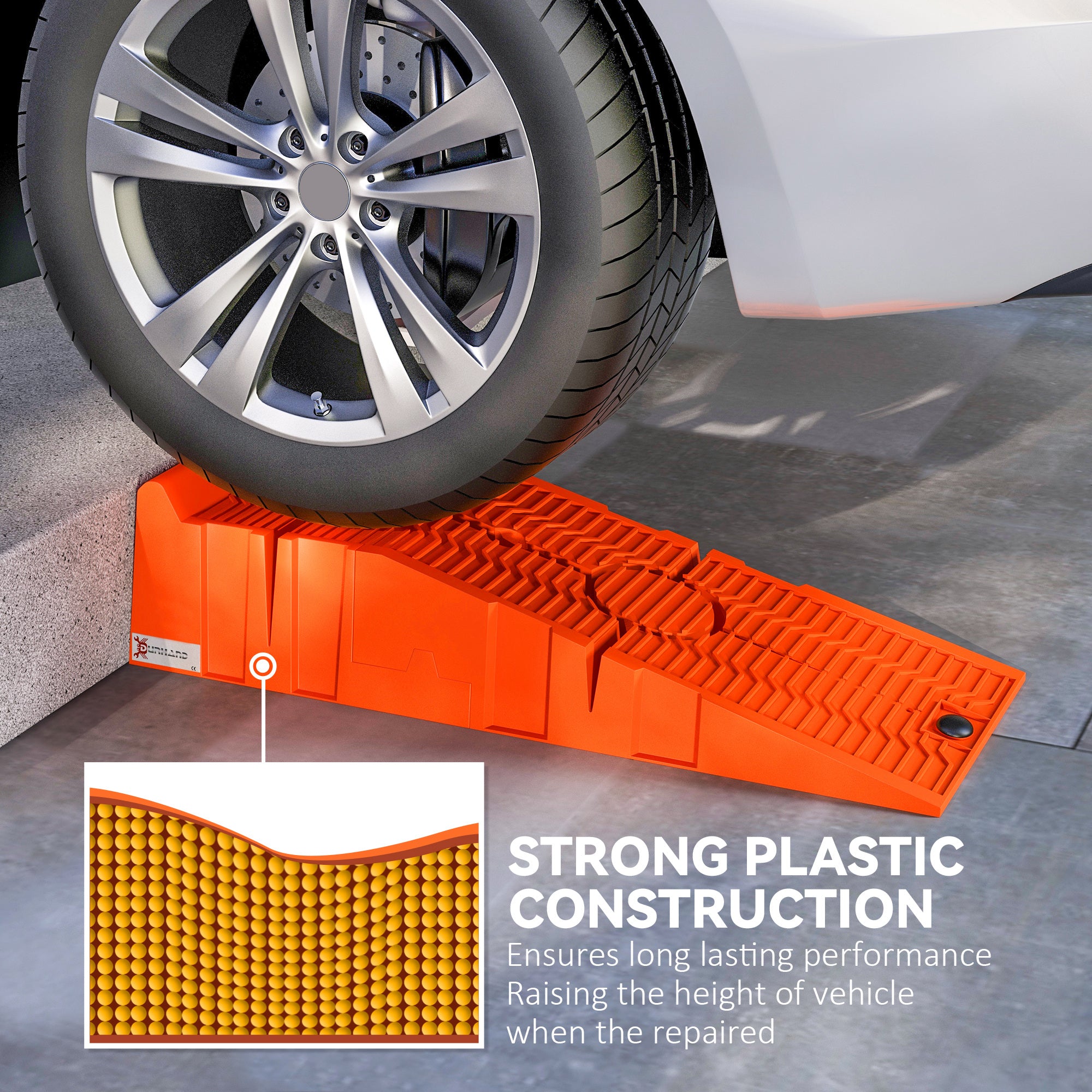 1 Pair Heavy Duty 5 Ton Plastic Garage Workshop Car Service Ramps Lifting Automotive Vehicle Portable, Orange