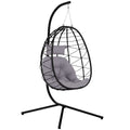 Hanging Egg Chair with Stand and Thick Cushion - Grey
