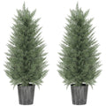 90cm Artificial Cypress Trees Set of 2, UV Resistant Artificial Plants with Decorative Pot, Fake Plants for Indoor Outdoor Decor, Green