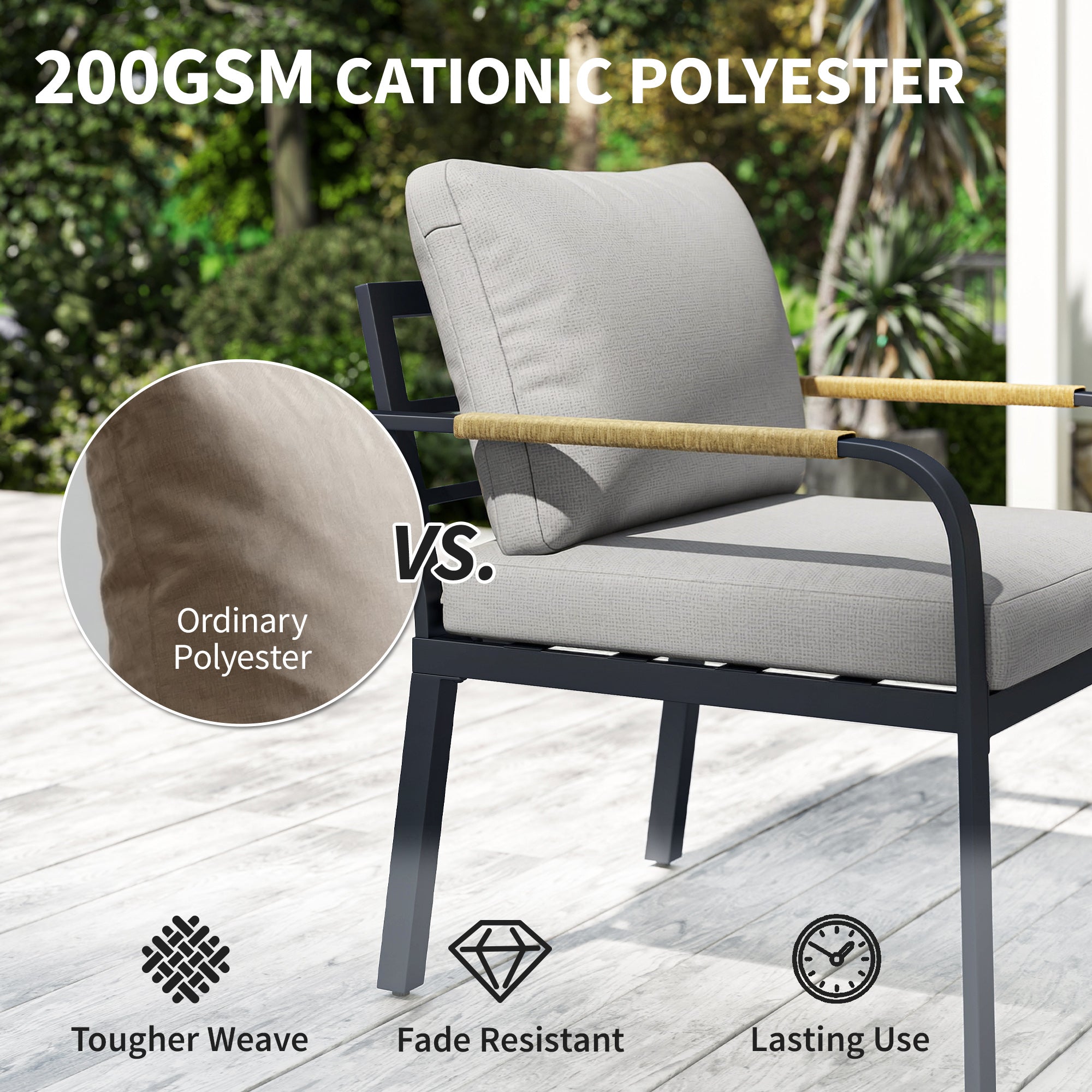 7 Seater Garden Furniture Set, Metal Garden Sofa Set with Cushions, Outdoor Furniture Conversation Sets, Light Grey