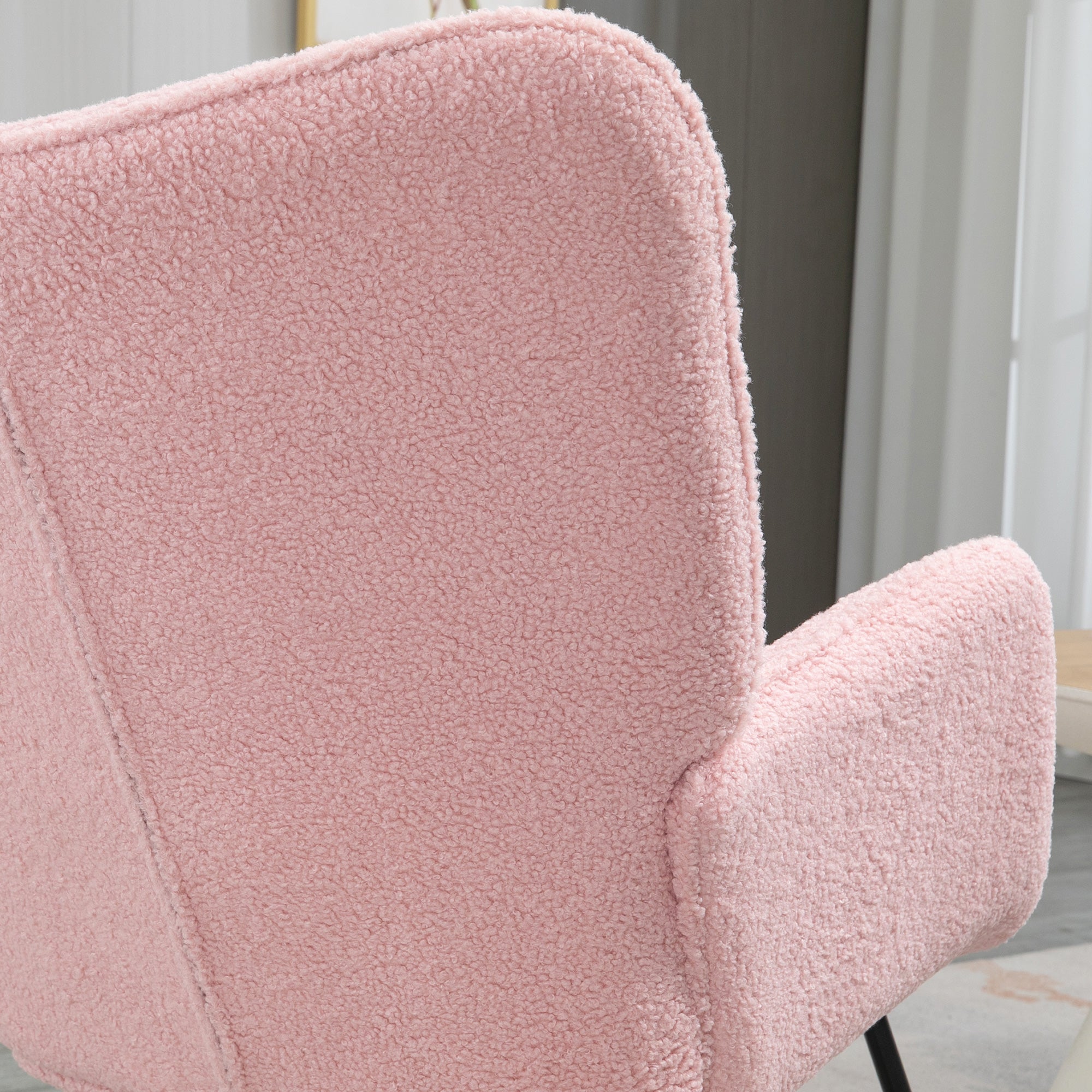 Soft Fleecey Rocking Wingback Chair - Pink