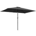 Garden Parasol, Parasol Umbrella with Crank Handle, Tilt Function, Polyester Canopy, Black