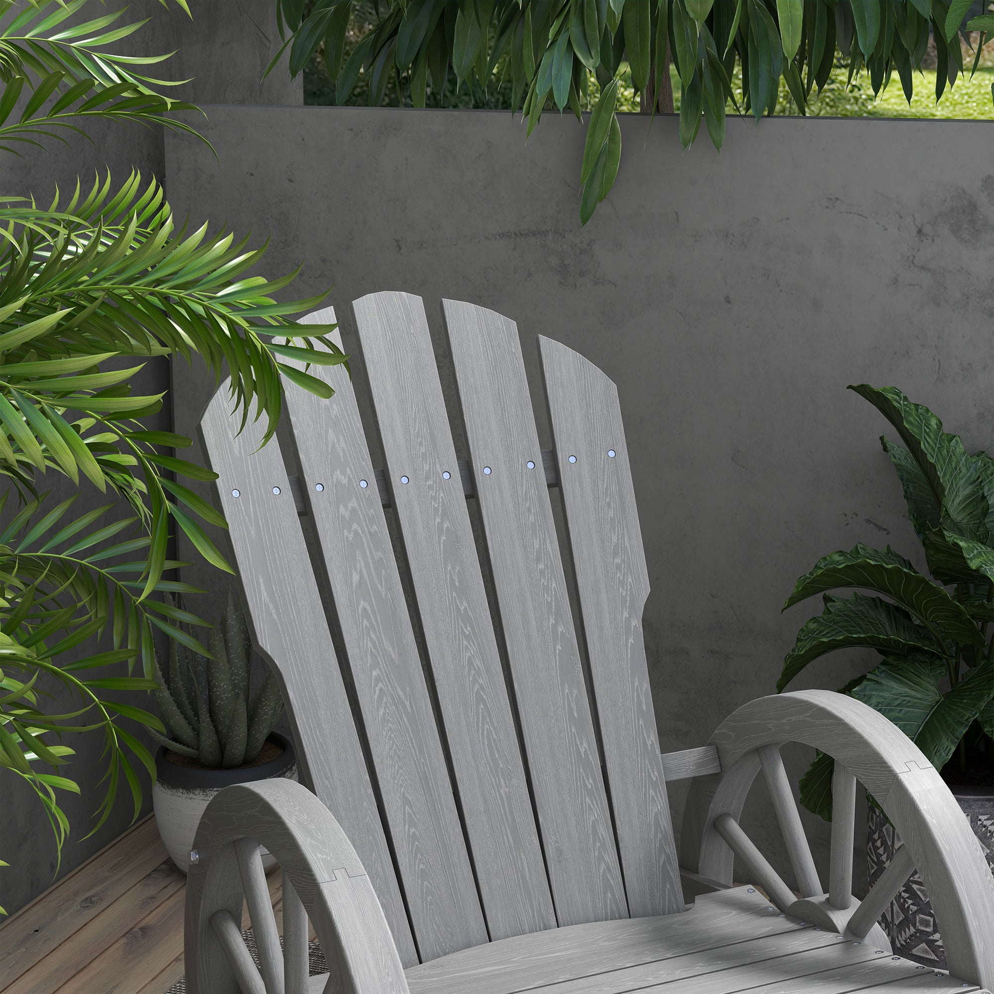 Wooden Adirondack Rocking Chair Outdoor Reclining Patio Grey
