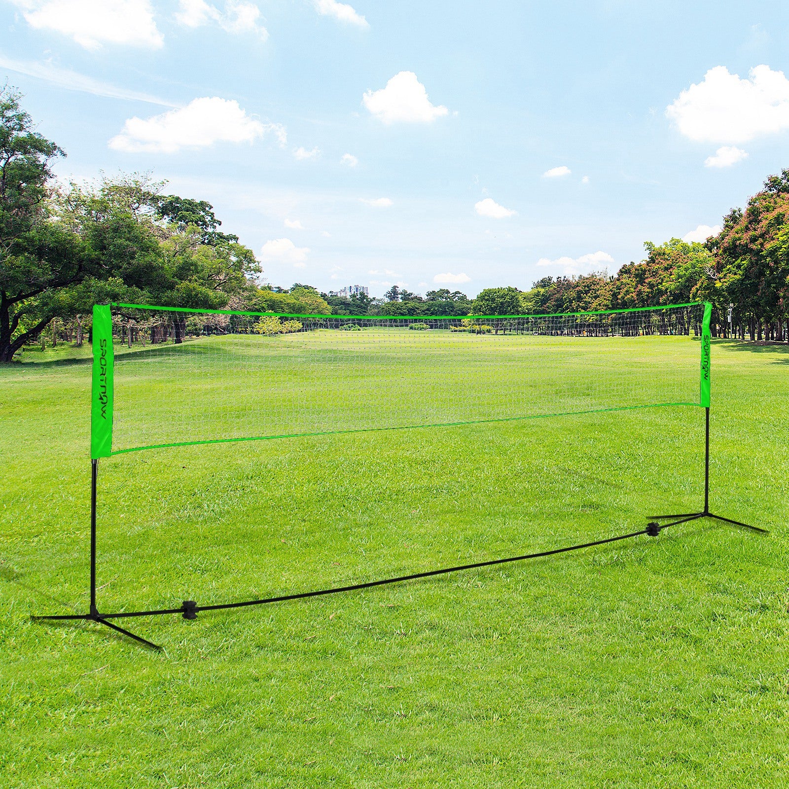 Badminton Net Set, Height Adjustable Net for Pickleball, Volleyball, Badminton, with 3 Shuttlecocks, 4 Rackets