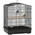 Large Metal Bird Cage with Perches, Food Bowls & Swing for Budgies and Parakeets - Black