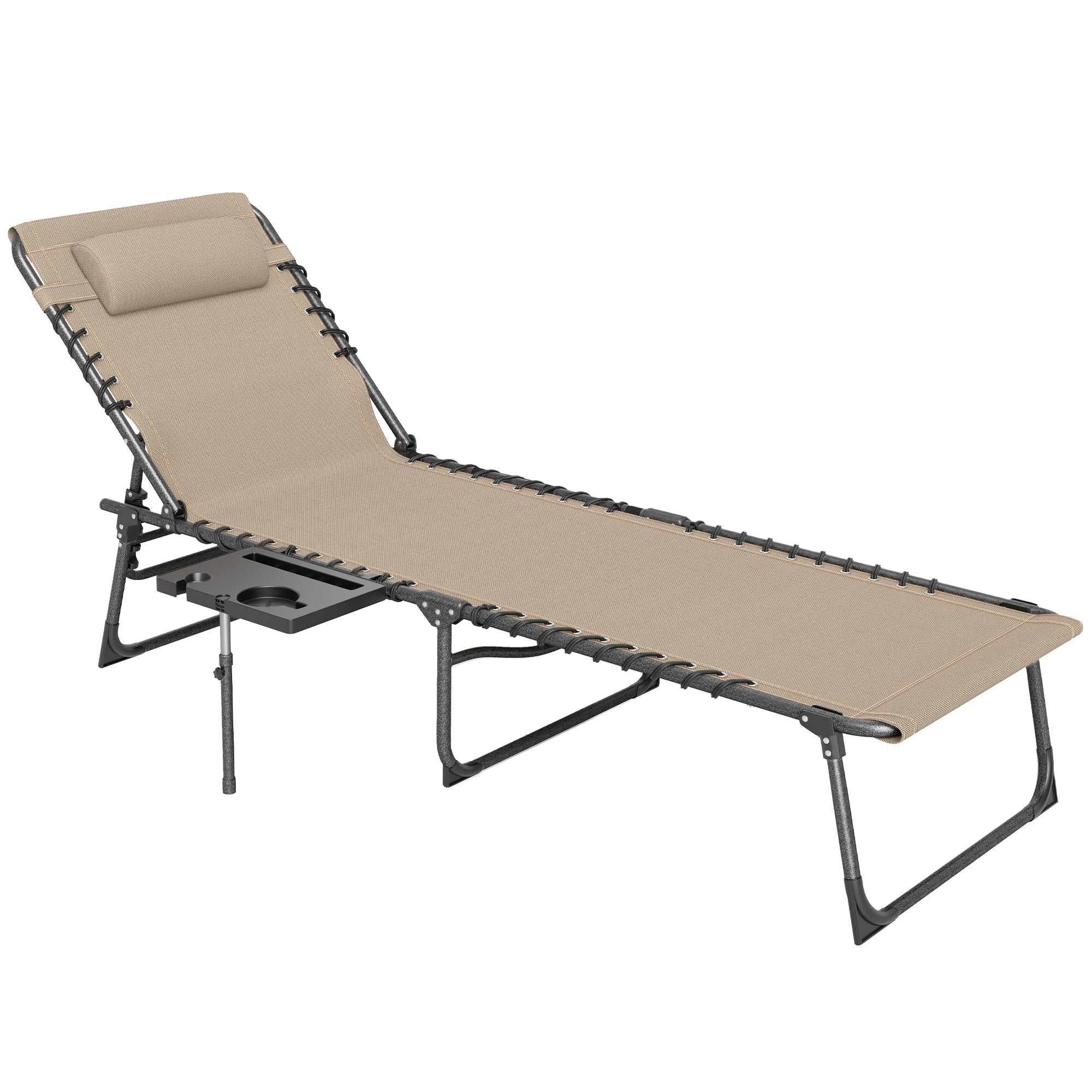 Five-Position Reclining Sun Lounger - Beige