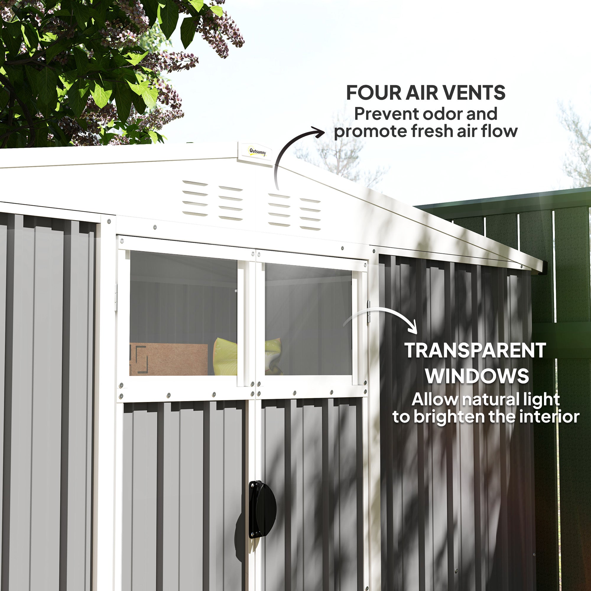 8x4 ft Metal Garden Storage Shed with Window and Lockable Door - Light Grey