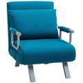 4-in-1 Adjustable Faux Suede Chair Bed with Pillow - Blue