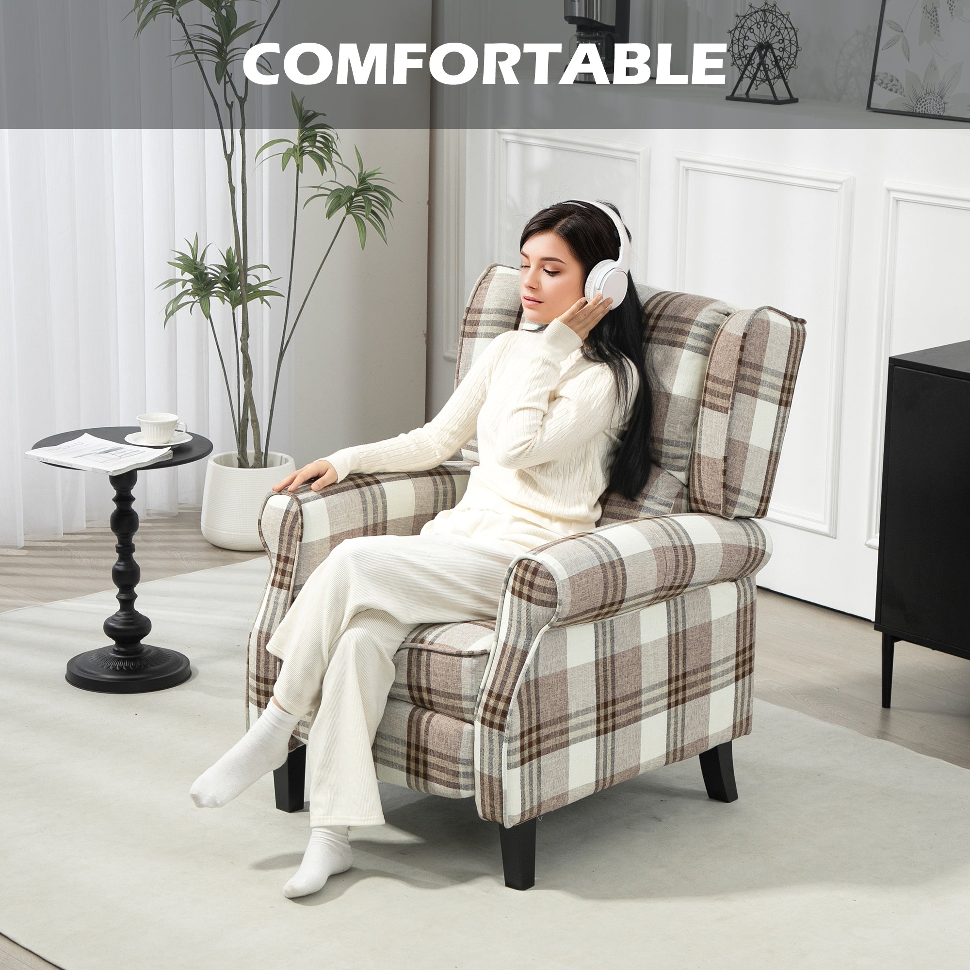 160° Reclining Armchair with Footrest - Brown
