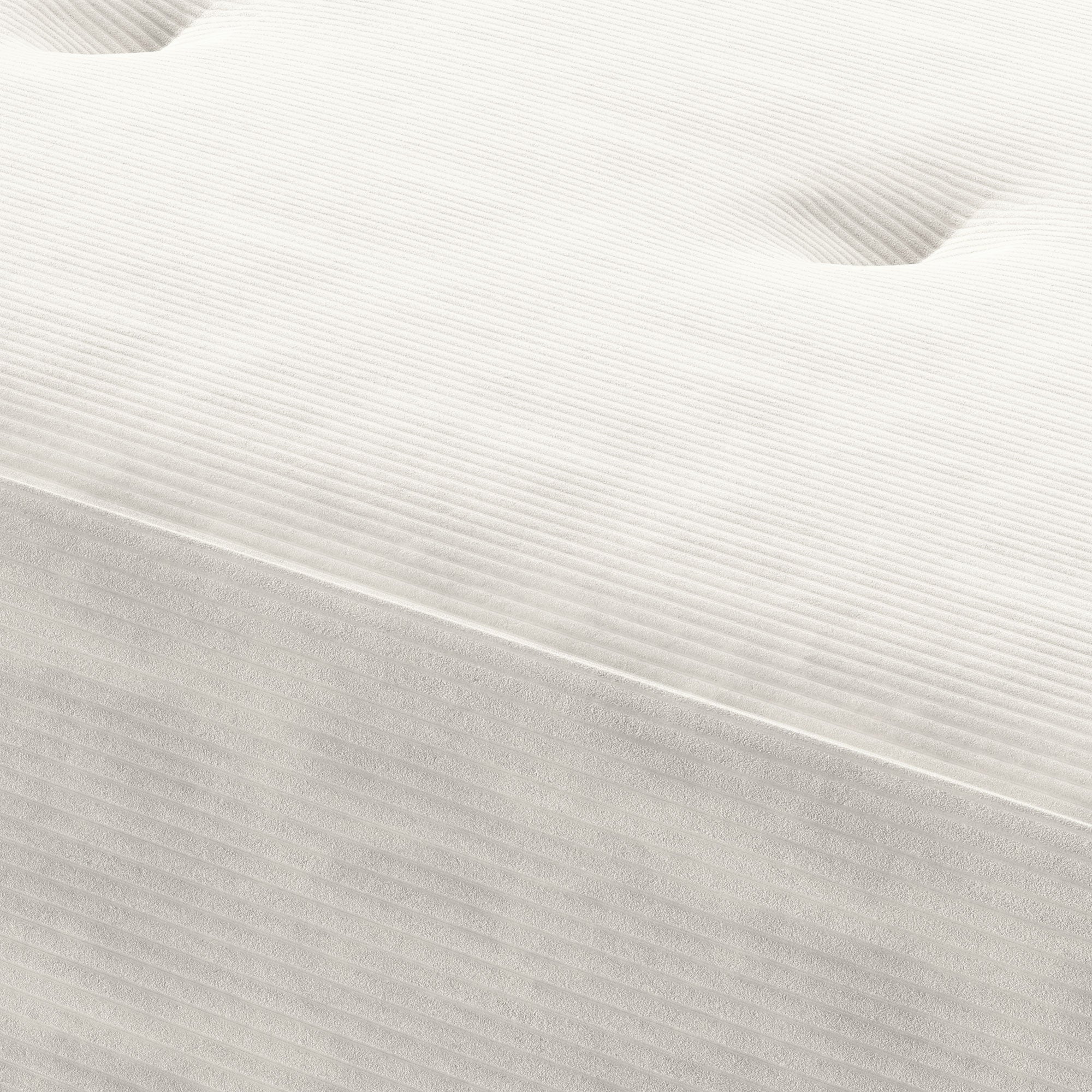 End of Bed Corduroy Bench with Thick Padding and Steel Legs - Cream White