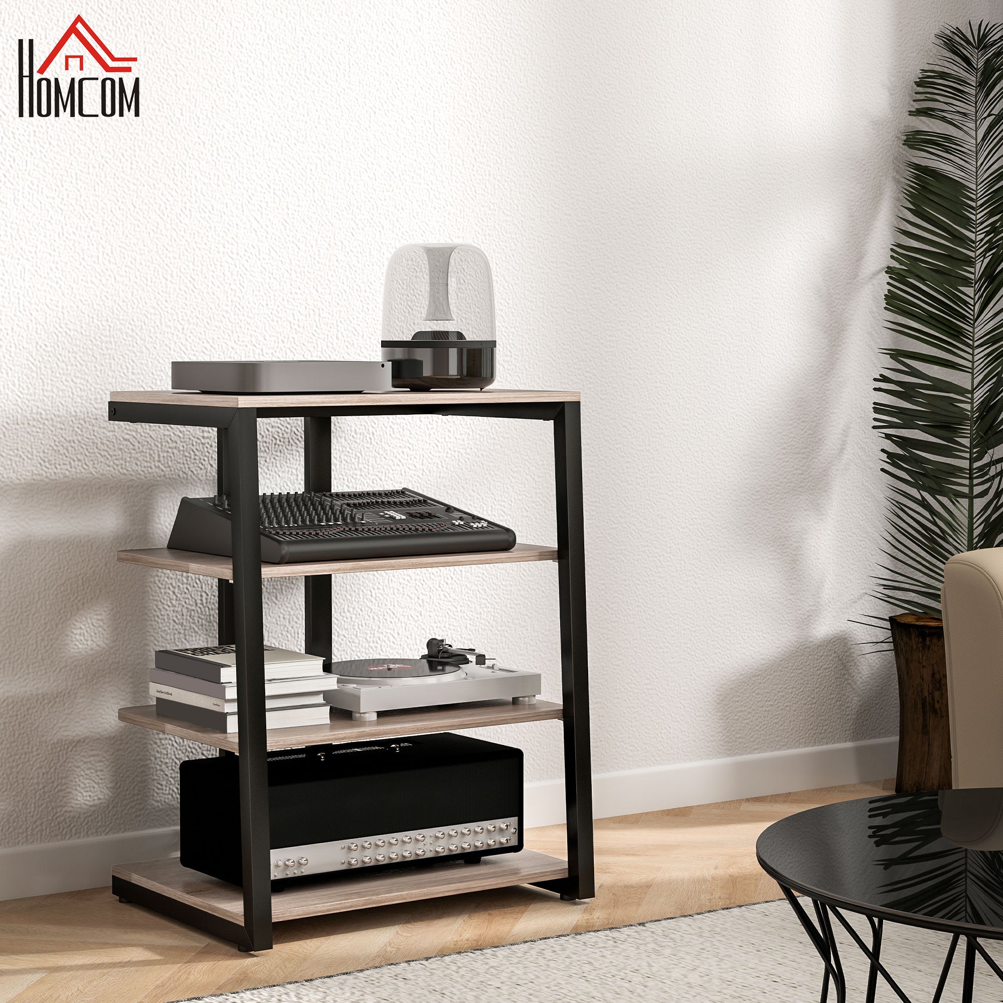 HiFi Stand, with Four Storage Shelves - Grey