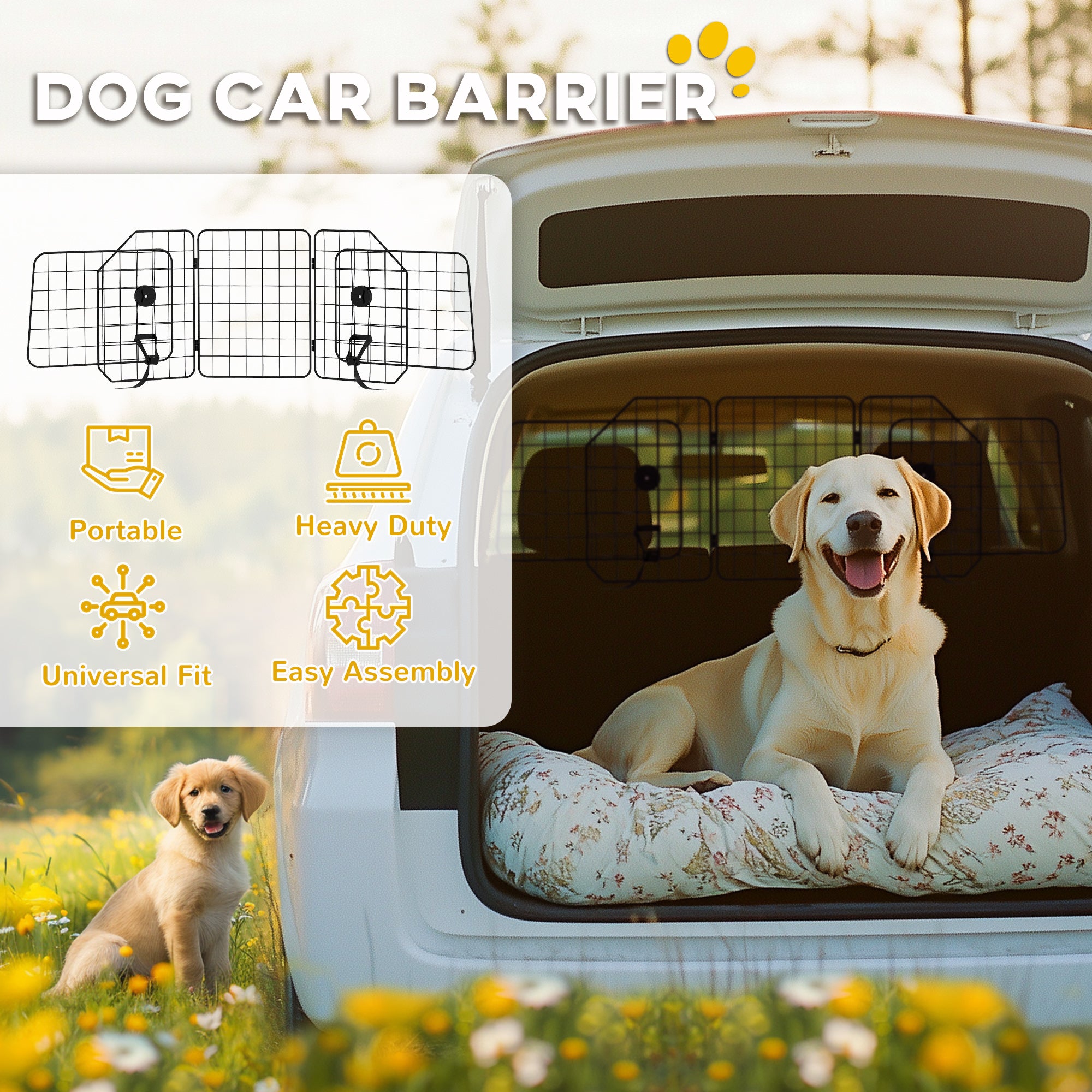 Dog Guard for Cars with Adjustable Width 93-150cm