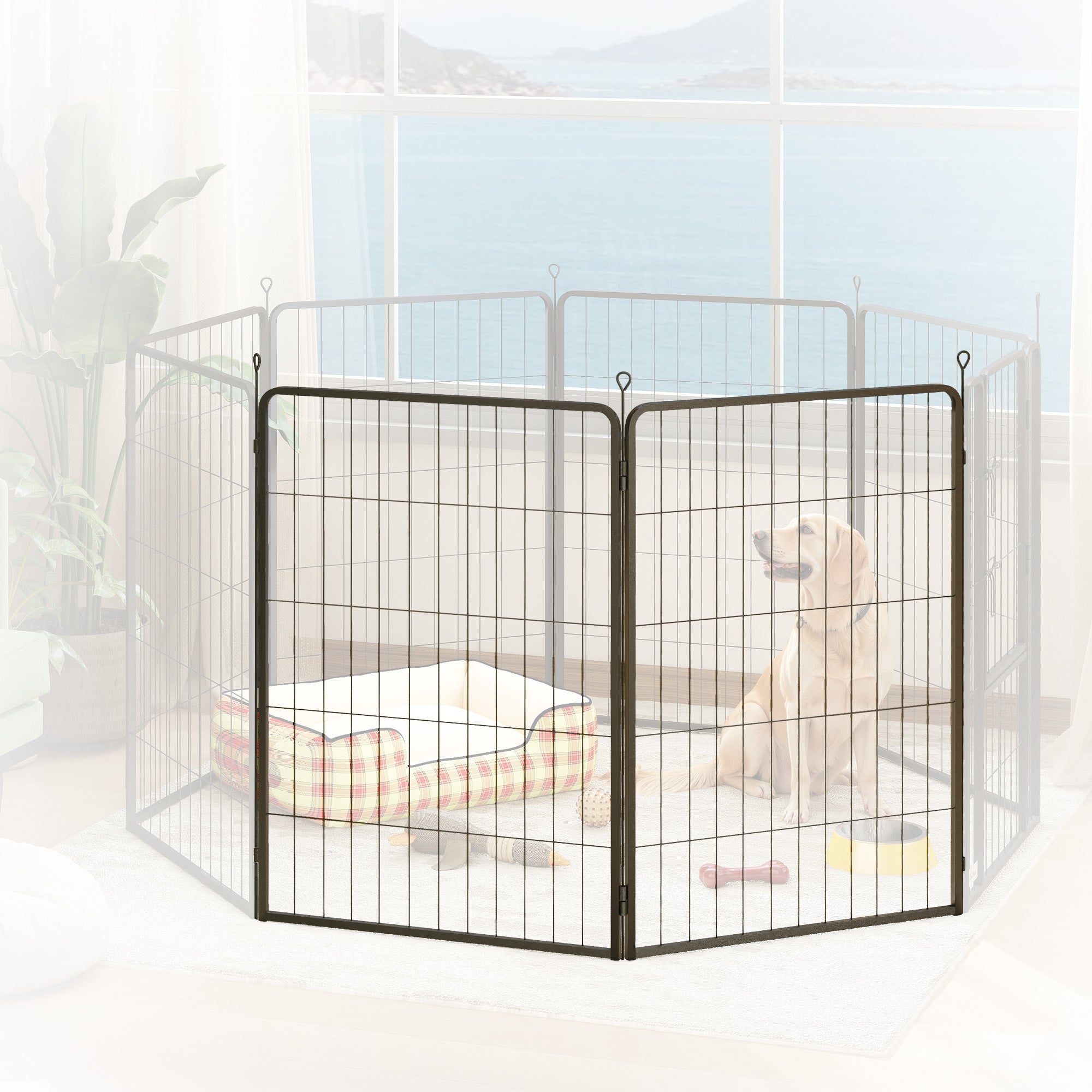 2 Piece Dog Pen Expansion Pack for 100cm High Animal Pen with 3 Connecting Stakes