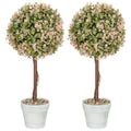Set of 2 Artificial Murraya Flower Plants in Pots 60cm - Cream White