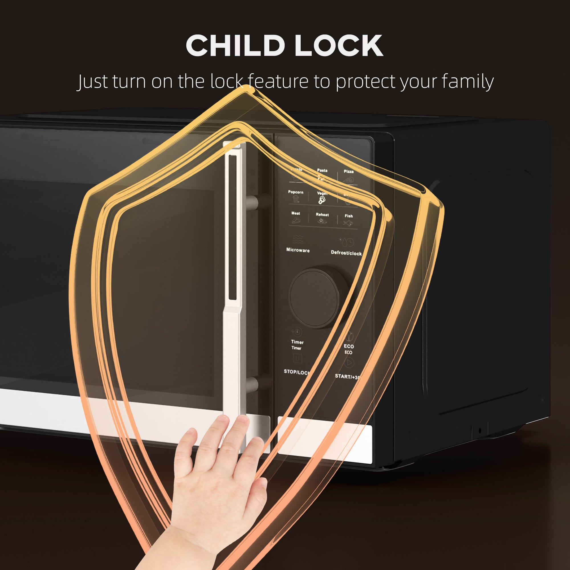 23L 800W Microwave Oven, Digital Solo Microwave with 10 Power Levels, Automatic Defrost, 8 Auto Cook Menus, 60 Minutes Timer, Eco Mode, Clock, Easy Clean, Small Black Microwave