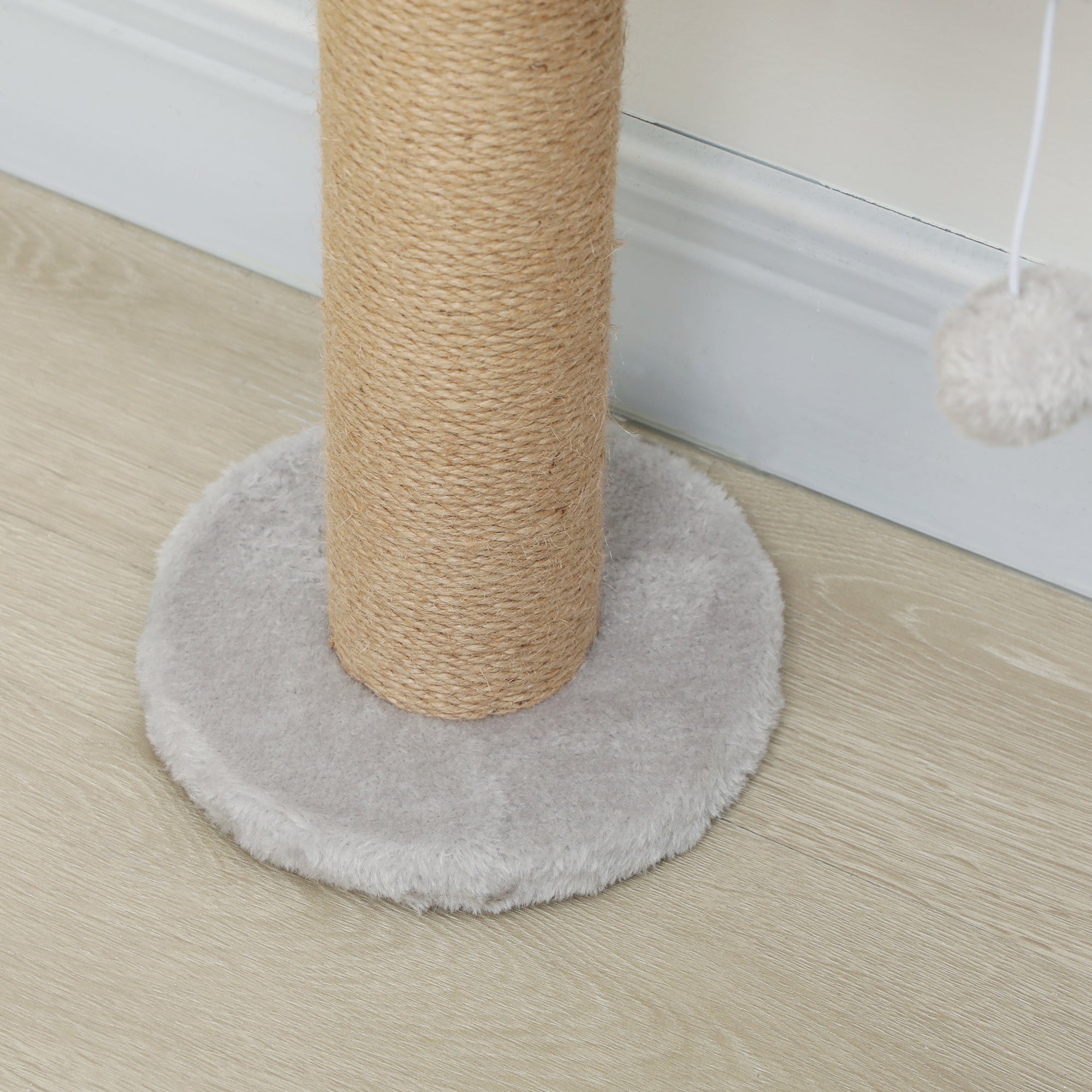 Wall Mounted Cat Shelves, Cat Climbing Wall with 4 Climbing Platforms, Jute Scratching Post and Toy Ball,180cm Tall, Light Grey