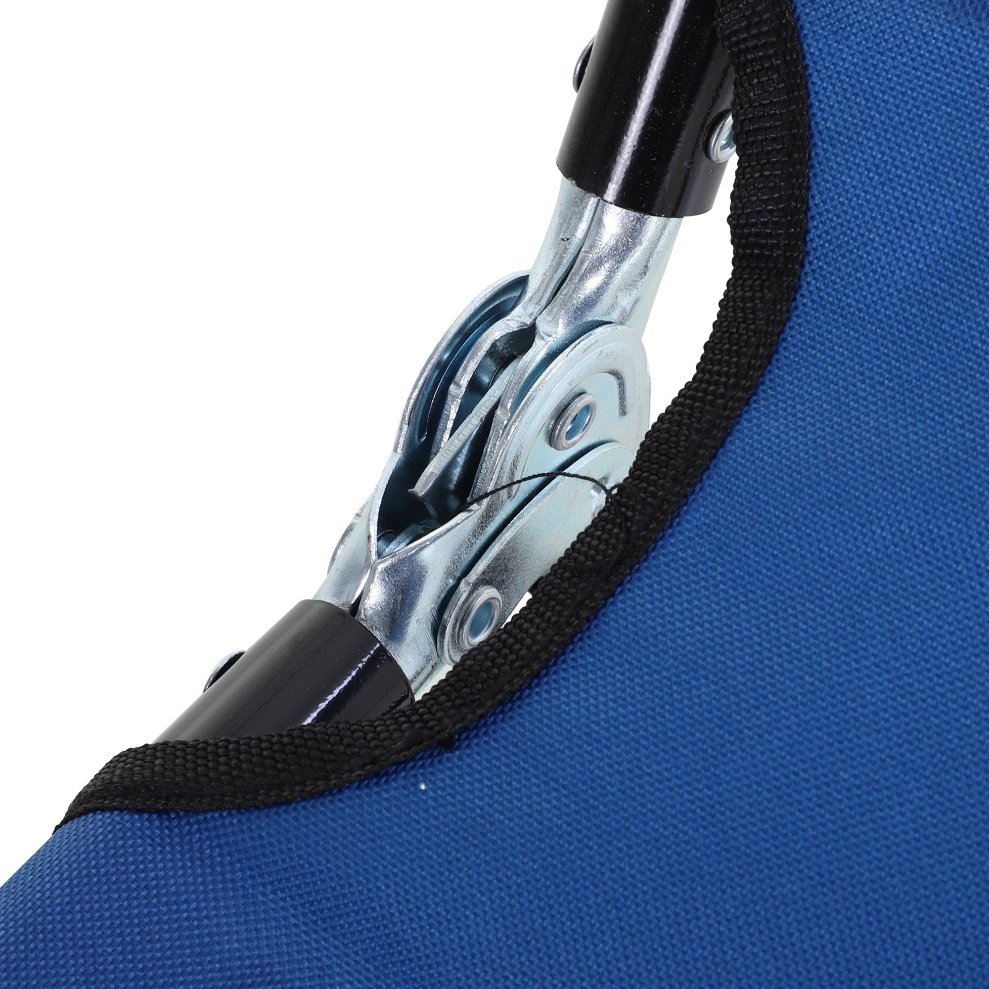 Foldable Sun Lounger with 5-Position Adjustable Backrest, Outdoor Portable Recliner Chaise Lounge Chair with Breathable Mesh Fabric, Blue