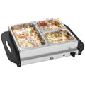 Electric Food Warmer 4 Tray 6L Buffet Server with Lids, Adjustable Temperature, Cool Touch Handles - Silver