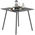 4 Seater Square Garden Table with Slat Top Steel Frame - Grey