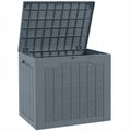 93L Plastic Garden Storage Box, Outdoor Storage Box with Handles, Waterproof Outdoor Storage Container, Light Grey