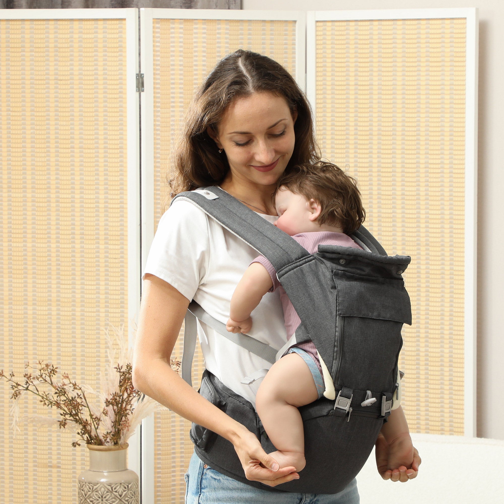 6-in-1 Baby Carrier for Newborns-Toddlers, with Removable Seat, for Ages 0-36 Months, Up to 15kg, Grey