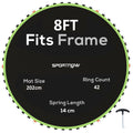 8ft Trampoline Replacement Mat with 42 V-Hooks and Spring Pull Tool for 14cm Springs - Green