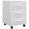 3 Drawer Mobile File Cabinet with Wheels for Home Office Study - White