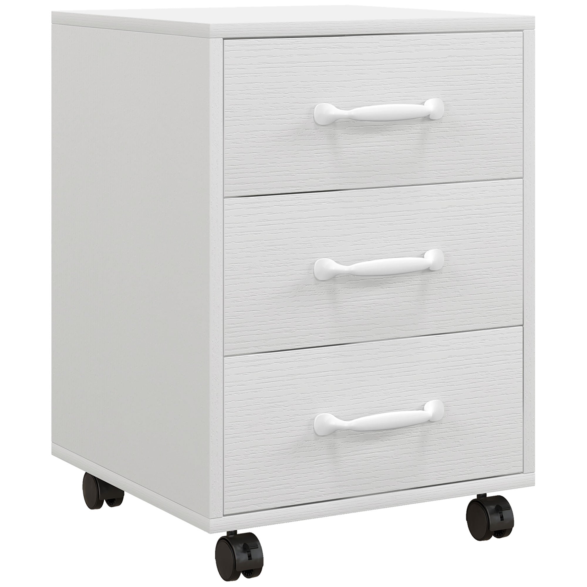 3 Drawer File Cabinet, Mobile Filing Cabinet on Wheels for Home Office, Study, White