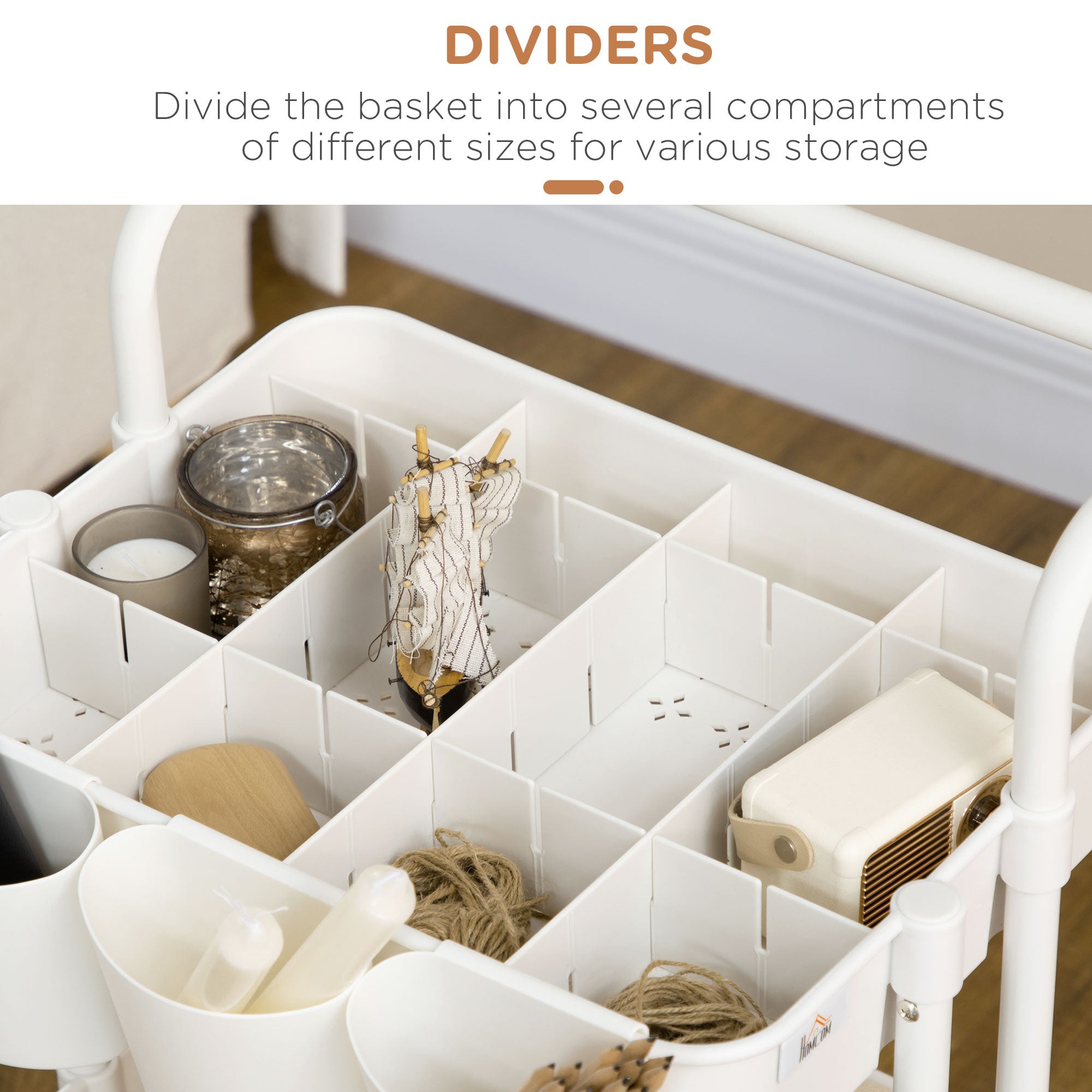 Three-Tier Home Trolley, with Handle and Wheels - White