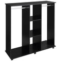 Double Open Wardrobe with 3 Shelves and Wheels - Black