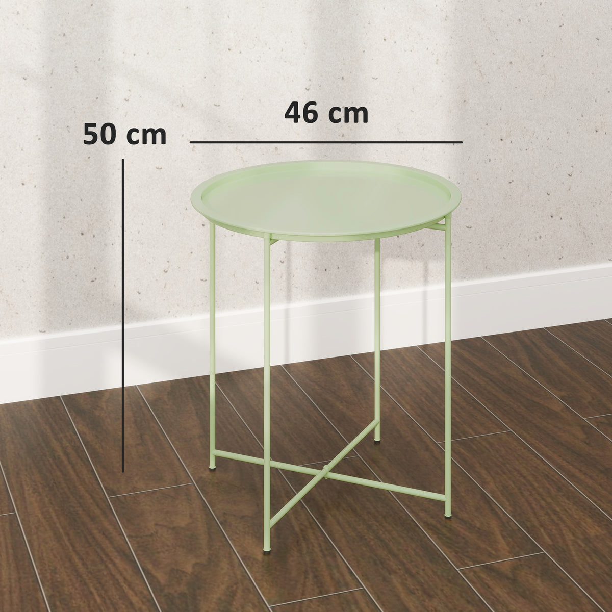 Steel Removable Tray Top Garden Table with Foldable Legs - Green