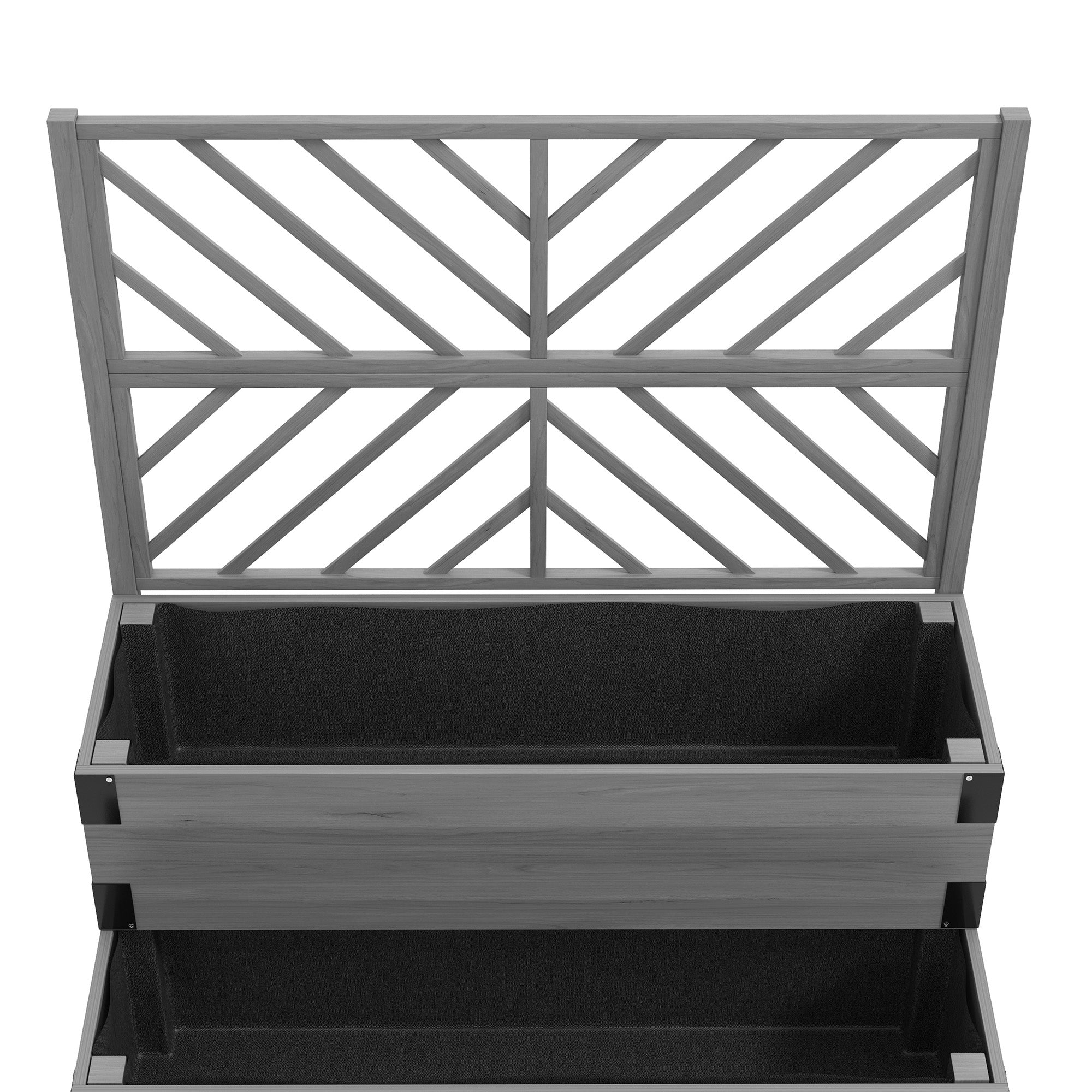 Raised Garden Bed with Trellis, 2-Tier Wooden Elevated Planter Box for Vegetables, Flowers, Herbs, Grey
