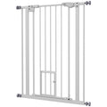 Extra Tall Indoor Pet Gate with Cat Flap, Auto Close, 74-80cm Wide - White