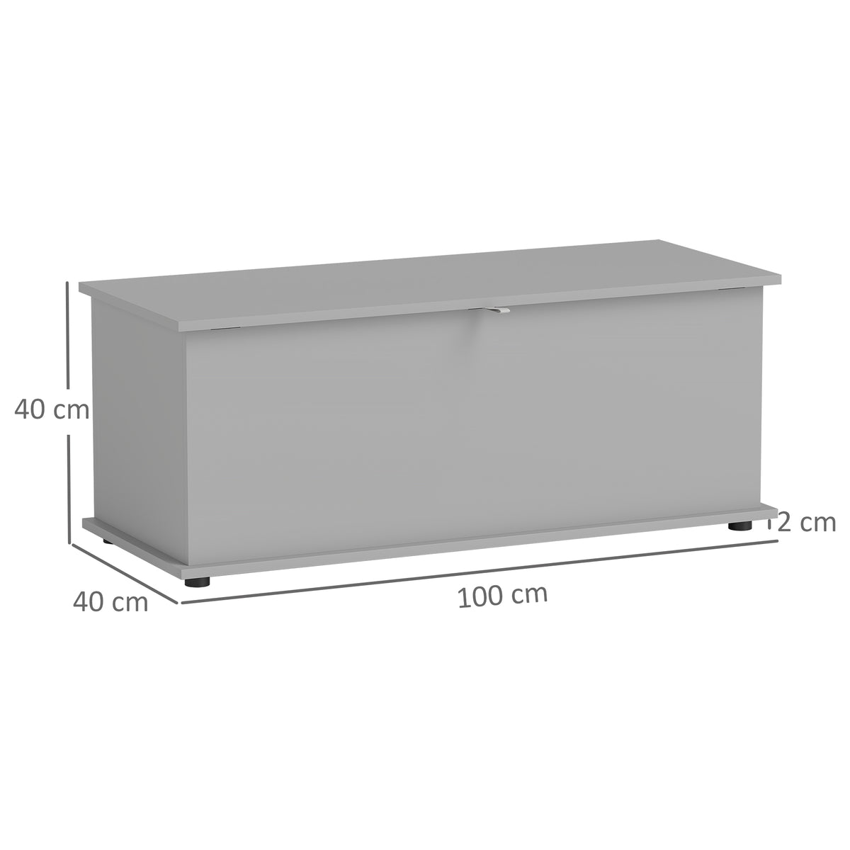 113L Storage Chest with Flip-Top Lid and Safety Hinges 100x40x40 cm - Grey