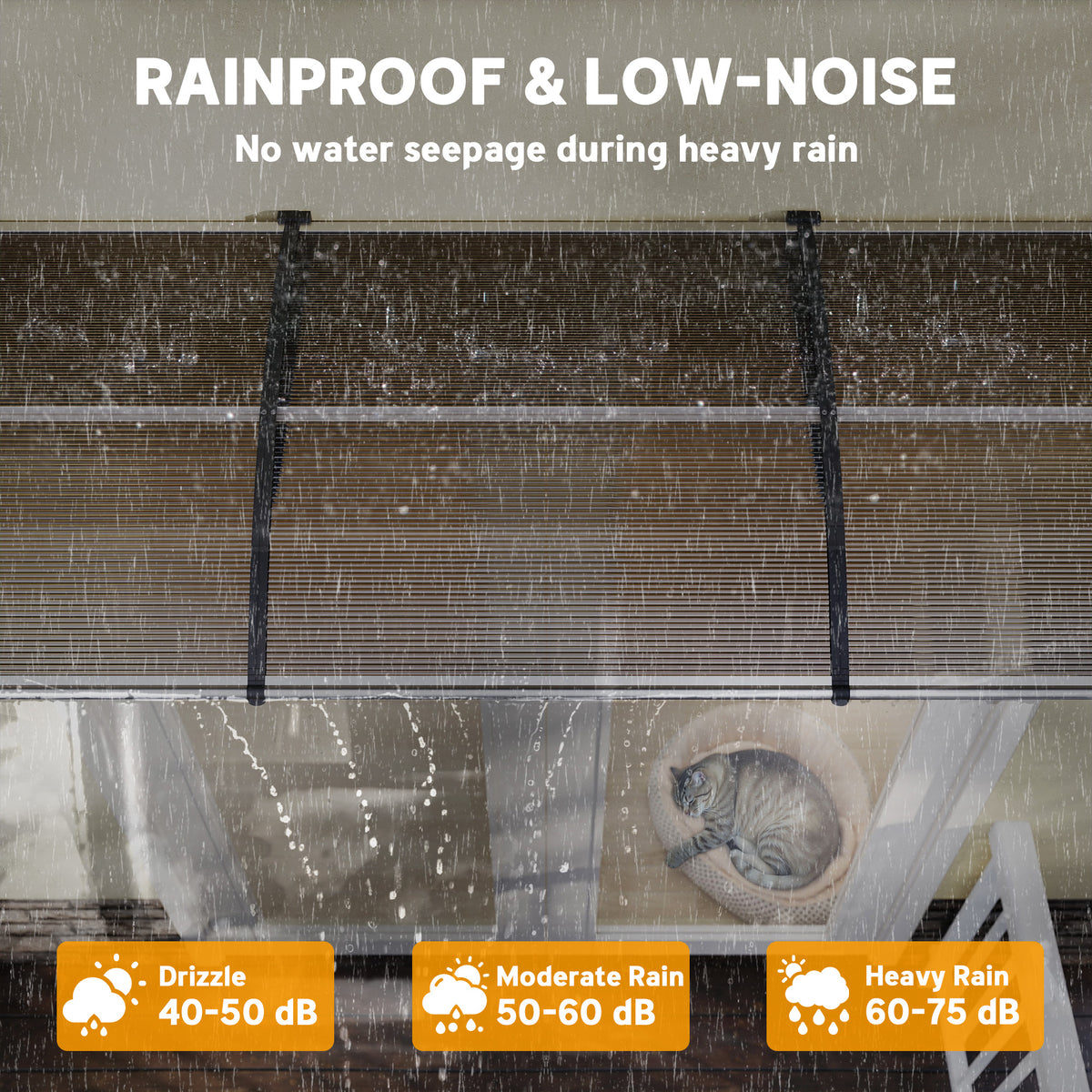 Front Door Canopy, Outdoor Awning, Rain Shelter, 303 x 96cm , Brown