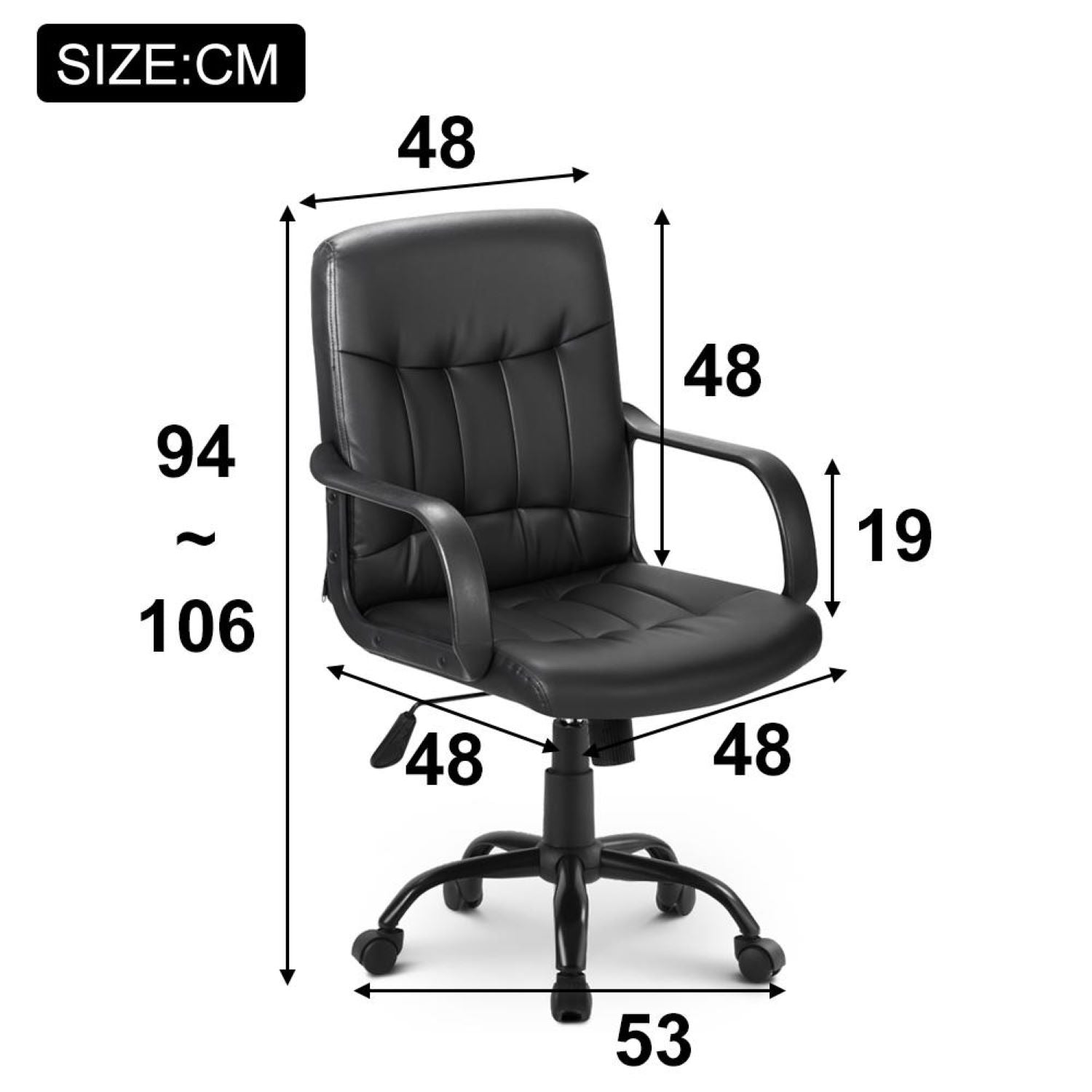 Ergonomic 360° Swivel High Back Mesh Desk Chair with Tilt, Lock Function, Adjustable Height Executive Office Chair, 53L x 53W x 106H cm, Black