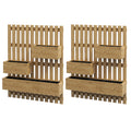 Set of 2 Wall-Mounted Wooden Garden Planters with Trellis and Drainage Holes - Carbonised