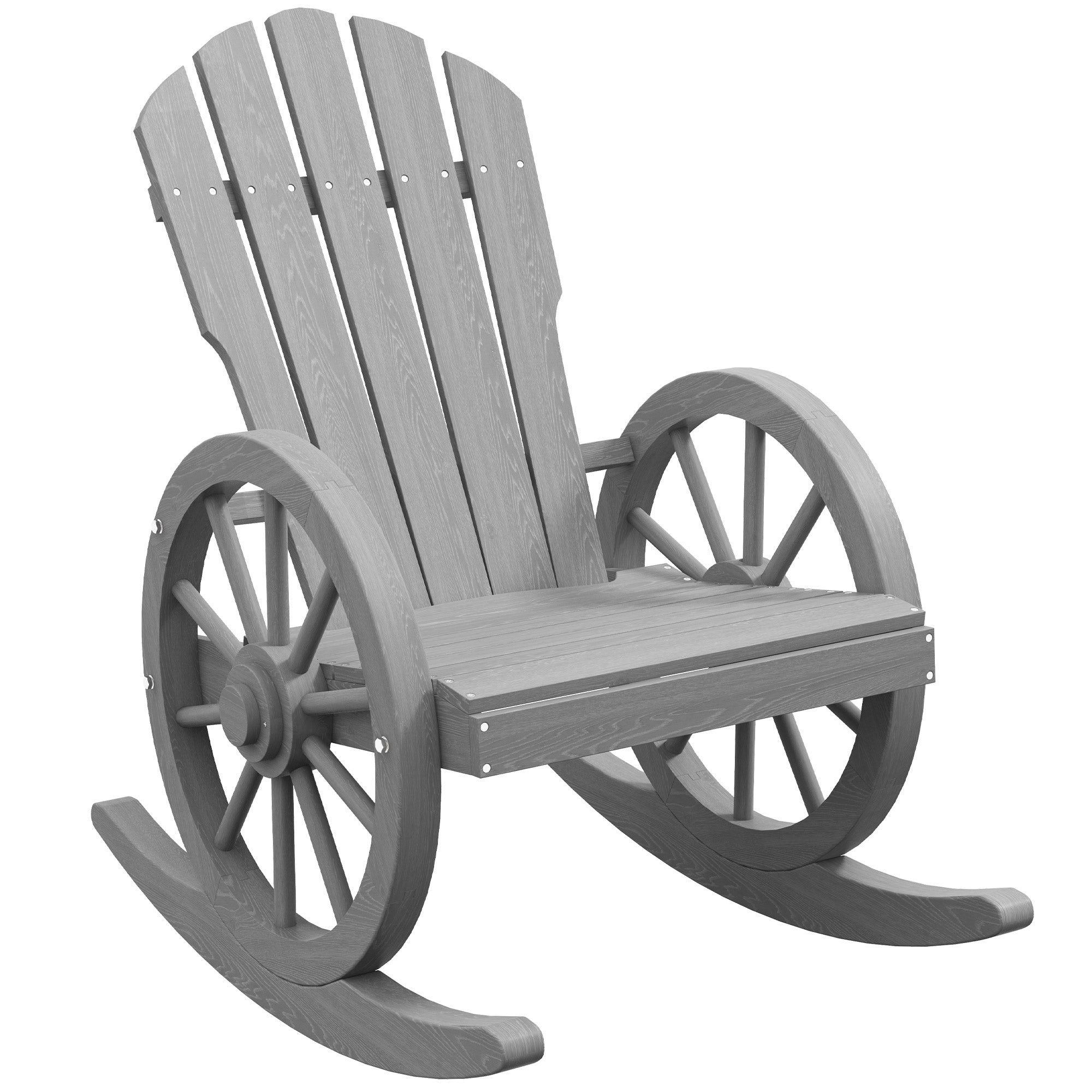 Wooden Adirondack Rocking Chair Outdoor Reclining Patio Grey