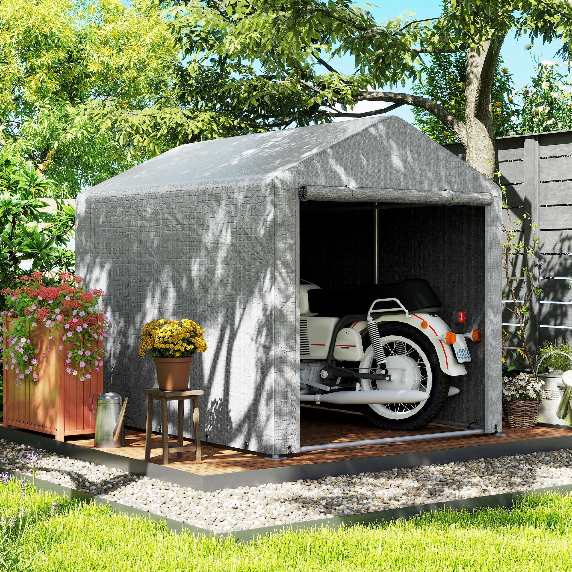 2.2 x 1.6 m Outdoor Storage Tent, with Accessories - Light Grey