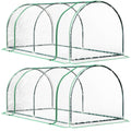 Set of 2 Portable Tunnel Greenhouses with Steel Frame and Roll-up Door - Clear