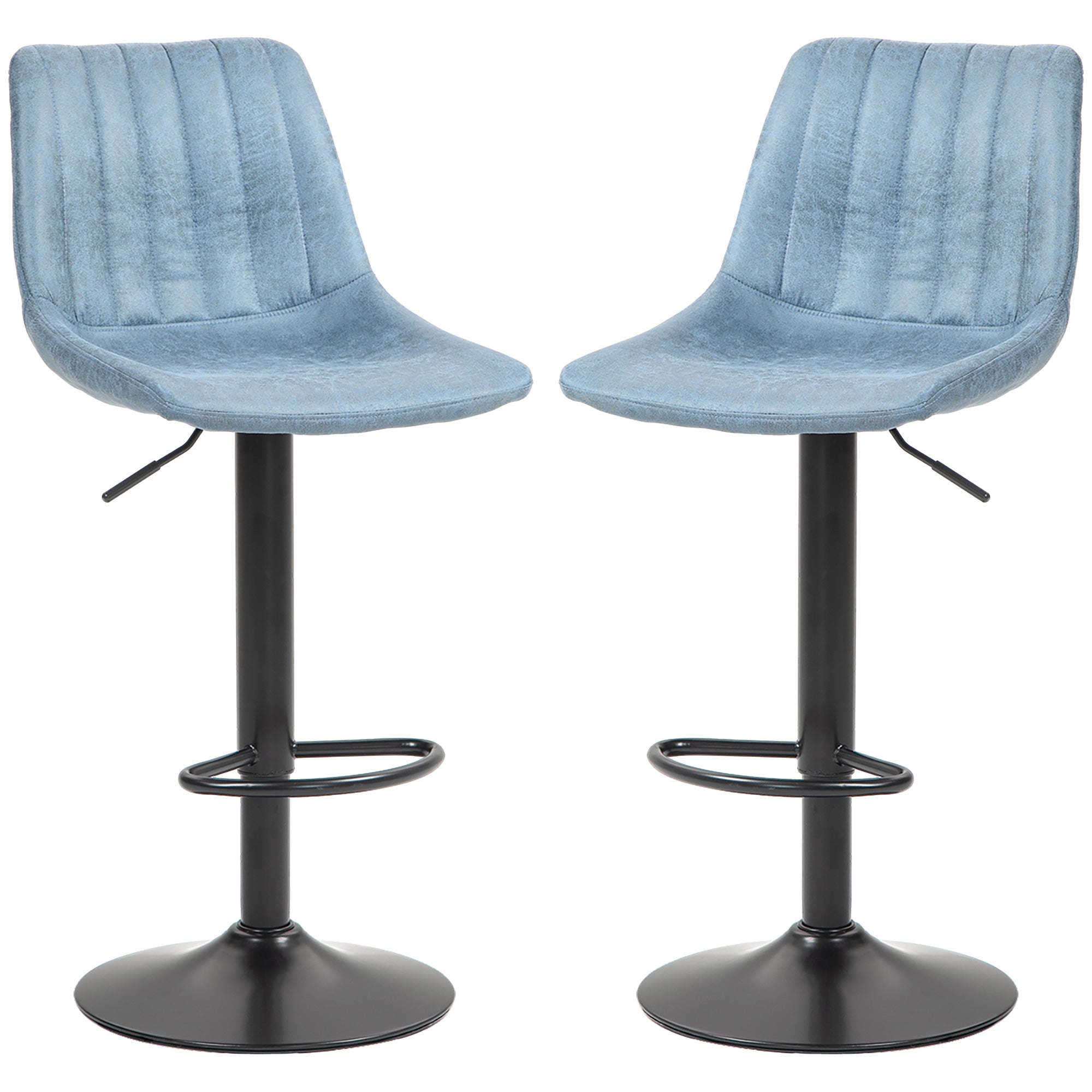 Set of Two Retro Tub Bar Stools - Blue