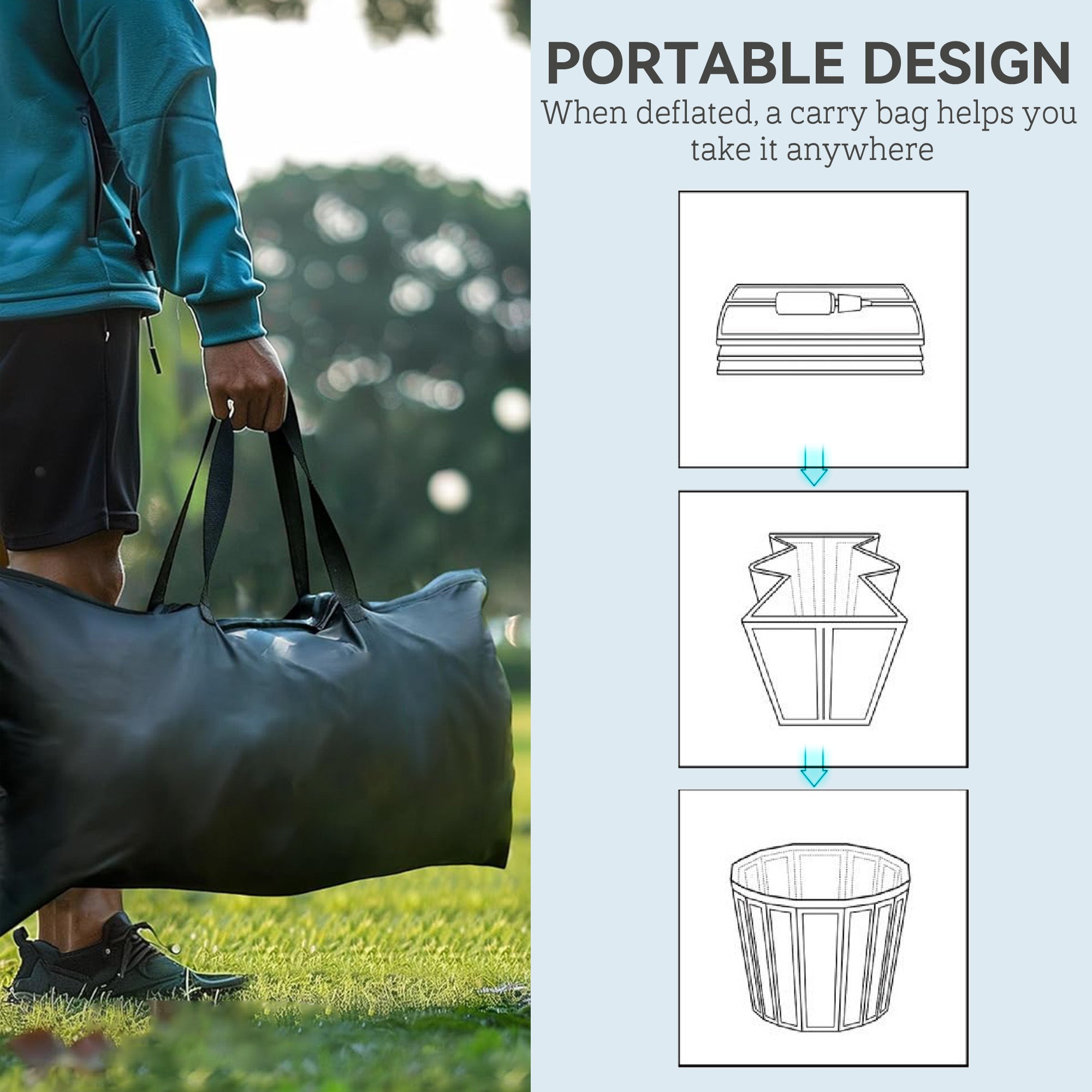 Ice Bath Tub Outdoor, 300L Portable Cold Water Therapy Tub, Recovery Cold Plunge Pool with Lid, Cover and Carry Bag for Athletes, Black