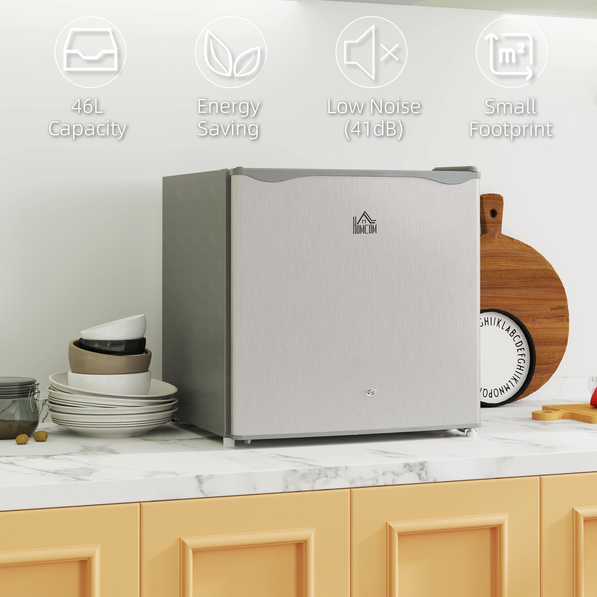 46 Litre Lockable Countertop Fridge - Grey