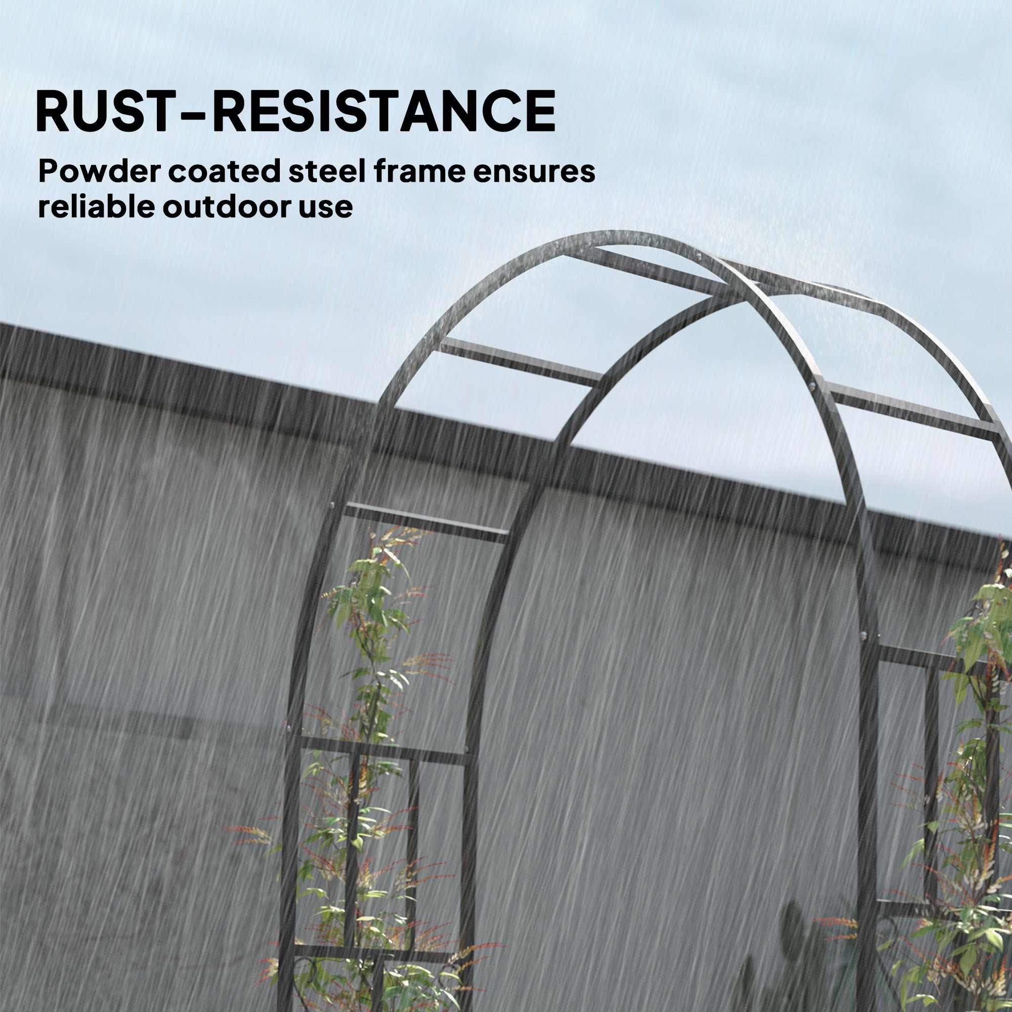 Steel Garden Arch 2.2m x 1.5m Metal Trellis for Climbing Plants and Wedding Decoration - Black